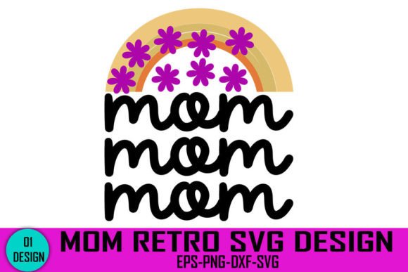 Mom - Mom Retro Svg Design for Embroidery