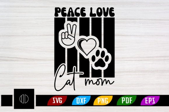 Peace Love Cat Mom Retro Svg Design